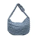 Sac à bandoulière bleu plissé à texture gaufrée et design élégant en demi-lune - Bleu