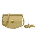 Borsa a sella beige alla moda con fibbia in oro e catena spessa in acrilico - Giallo