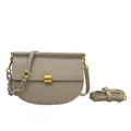 Borsa a sella taupe in finta pelle con fibbia dorata e tracolla a catena chic - Grigio