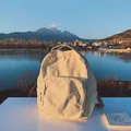 Zaino minimalista in tela bianco crema con tasche multiple per la scuola o il viaggio - Bianco