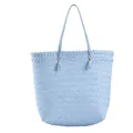 Bolso de playa de tejido azul claro con remaches metálicos dorados en las asas de mano - Azul