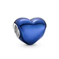 Deep blue heart-shaped bead with silver trim for DIY jewelry bracelets and necklaces - Dark Blue Heart (B-26) / 5 Pieces Pack