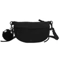 Borsa a tracolla a mezzaluna nera in tela con ciondolo peluche e tracolla in corda - Senza Ciondolo / Nero