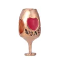 Rose gold wine glass charm with red heart and Wine text for DIY beaded bracelets - Wine Glass WINE (B-10)