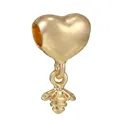 Golden heart charm bead with a detailed honey bee pendant for DIY charm bracelets - Gold Heart and Bee (1) / Gold
