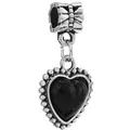 Classic silver alloy heart charm with black drip oil finish and beaded edge - Retro Heart Black Pendant (31) / Normal Specification / Black