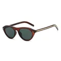 Vintage translucent brown cat-eye sunglasses with gold arrow metal accents on the temples - Regular / Standard (incl. 13% Invoice) Brown Frame, Dark Green Lens