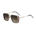Gafas de sol punk cuadradas en metal dorado y lentes degradados marrones para hombre - Montura Dorada/Lentes Degradados Marrón Gris (C3)