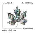 Elegante esdoornblad broche met kleurrijke schelp inleg en zilverkleurig metalen montuur - Zilver (MM-BR-4933-SL)