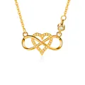 Detail of s925 silver infinity heart necklace with sparkling zircon pavé in gold finish - 925 Silver (40+5cm) / Gold