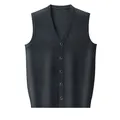 Men's V-neck knit button cardigan vest in dark grey with subtle argyle diamond pattern - M / Peacock Green