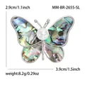 Spilla a farfalla in argento con ali in conchiglia di abalone e perla, larga 3,9 cm - Verde (MM-BR-2655-SL)