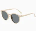 Gafas de sol retro con montura pequeña redonda en color beige moca y lentes oscuras - crema