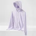 UPF50+ breathable sun protection jacket in lavender purple with hood and thumb holes - M / Women-Light Purple
