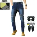 Jeans da moto VOLERO da uomo con fodera protettiva in Kevlar e ginocchiere rimovibili - EU 38 / Stile armatura di seconda generazione / Blu