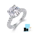 Detail eines runden Moissanit-Rings mit S925-Band, GRA-Zertifikat und Geschenkverpackung - US Größe 5 / Runde Halo-Fassung Moissanit Ring (R15123) Mit GRA-Zertifikat Und Exquisiter Geschenkbox