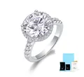 Macro shot of S925 sterling silver moissanite ring with GRA certificate and gift box - US Size 5 / R15178 - Round 5-carat Moissanite Ring + Gra Certificate + Exquisite Gift Box
