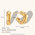 Gold-plated stainless steel C-shape hoop earrings inlaid with sparkling zircon crystals - Irregular Vintage Zircon Inlaid Thick C-Hoop