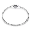 Klassisches Schlangen-Gliederarmband aus Silber mit Zylinderverschluss und Gewinde - 16cm / Silber