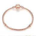 Elegantes Schlangen-Gliederarmband in Roségold mit Zylinderverschluss und Spiegelung - 16cm / Roségold