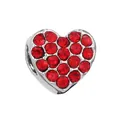 Red heart bead charm with pavé rhinestones in silver finish for DIY bracelets - Pave Red Rhinestone Heart Style (002) / 4mm Standard Specification / Silver