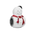 Christmas snowman charm bead in 925 sterling silver with white enamel and red scarf detailing - Cute Snowman Style (1)