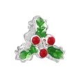 Christmas holly leaf and berry charm with green and red enamel on silver metal base - Holly Berries Style (4)