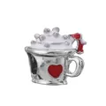 Christmas drink cup charm with red enamel heart and white cream top for bracelets - Heart Coffee Cup (10)