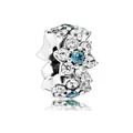 Silberner Blumenanhänger mit blauen und klaren Zirkonkristallen für Armbänder - Blauer Mittelblumen-Stil (5)