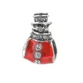 Christmas snowman bead charm with red enamel and white rhinestones for DIY bracelets - Normal Specification / Snowman with Top Hat and Stones (12) / Silver