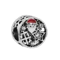 Silver Santa Claus charm with red enamel, crystal accents, and star cutout design - Normal Specification / Hollow Santa Claus Bead (13) / Silver