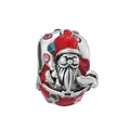 Santa Claus charm bead for bracelets with red enamel and multicolored crystals - Normal Specification / Santa with Colorful Stones (17) / Silver
