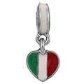 Italian flag heart charm pendant in silver alloy with green white red enamel stripes - Italian Flag Color Heart Pendant (12)