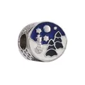 Silver winter night charm bead with blue enamel moon and white snow forest design - Normal Specification / Winter Night Starry Bead (19) / Silver