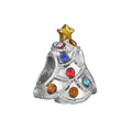 Christmas tree charm with colorful rhinestones and gold star for DIY bracelets - Christmas Tree with Stones (24) / Silver/Multicolor