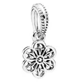 Silver hollow flower charm with granulated bail loop for DIY jewelry making - Normal Specification / Openwork Six-Petal Flower (19)