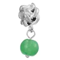 Sparkling green four-leaf clover charm pendant with silver woven knot design - Vintage Woven Knot with Green Bead (19)