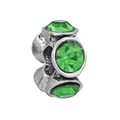 Cuenta charm de plata retro con cristales verdes para pulseras de joyería DIY - Especificación Normal / Verde claro