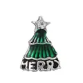 Silver-plated Christmas tree charm with green enamel and Merry engraving for bracelets - Merry Christmas Tree (29) / Green/Silver
