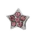 Star-shaped bead charm with pink crystals and silver finish for DIY bracelets - Pink Zircon Pave Star (014)