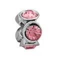 Silver cylinder charm bead with three pink crystal stones for DIY bracelet jewelry - Normal Specification / Pink
