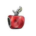 Red enamel apple charm with green crystal leaf detail for charm bracelets - Red Apple with Green Leaf (30) / Red/Green