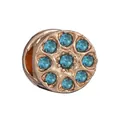 Abalorio de oro rosa con cristales azul claro para pulseras de moda personalizadas - Estilo Racimo Flor Azul Cielo Oro Rosa (028) / 4mm (Especificación Estándar)