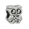 Polished silver owl charm bead with hollow triangle detail for DIY bracelet jewelry - Big-Eyed Owl (35) / Normal Specification / Silver