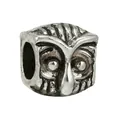 Antique silver owl bead with side hole for DIY bracelet and jewelry making - Retro Owl (36) / Normal Specification / Silver