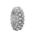 Charm a perla in argento con cristalli pavé per la creazione di bracciali fai-da-te - taglia standard / Base Argento Strass Bianco