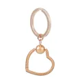 Portachiavi cuore oro rosa con trama intrecciata e anello circolare aperto - Cuore Oro Rosa
