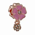 Rose gold flower charm with pink enamel and sparkling crystals for DIY bracelets - Pink Enamel Flower Center Rhinestone Style (28)