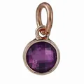 Rose gold pendant featuring a faceted purple gemstone with a large secure bail loop - Purple Faceted Round Frame Wrapped Style (34)