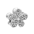 S925 silver plated flower charm with sparkling cubic zirconia for DIY bracelets - White Large Hole Five-Petal Flower (041)